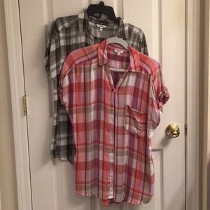 Set of two tops, one green, one pink. Large. VGUC